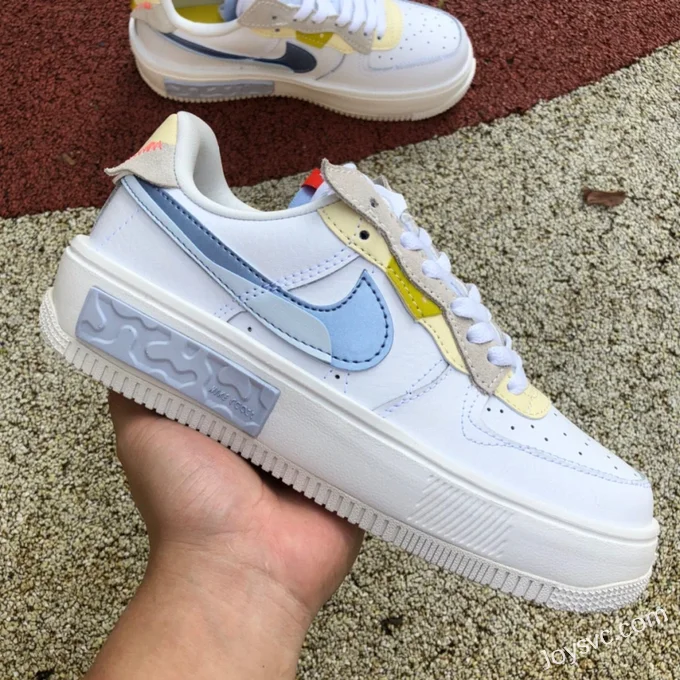 Nike Air Force 1 Fontanka White Yellow Blue Low-Top Casual Sneakers DV2175-100