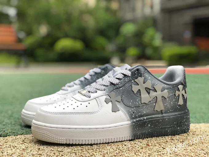 Nike Air Force 1 Custom Distressed White Black Low