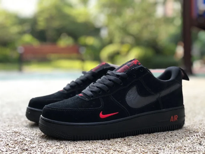 Nike Air Force 1 '07 Low Black Red Casual Sneakers DZ4514-001