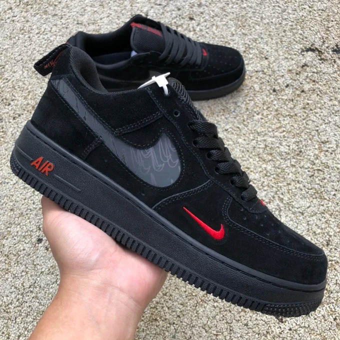 Nike Air Force 1 '07 Low Black Red Casual Sneakers DZ4514-001