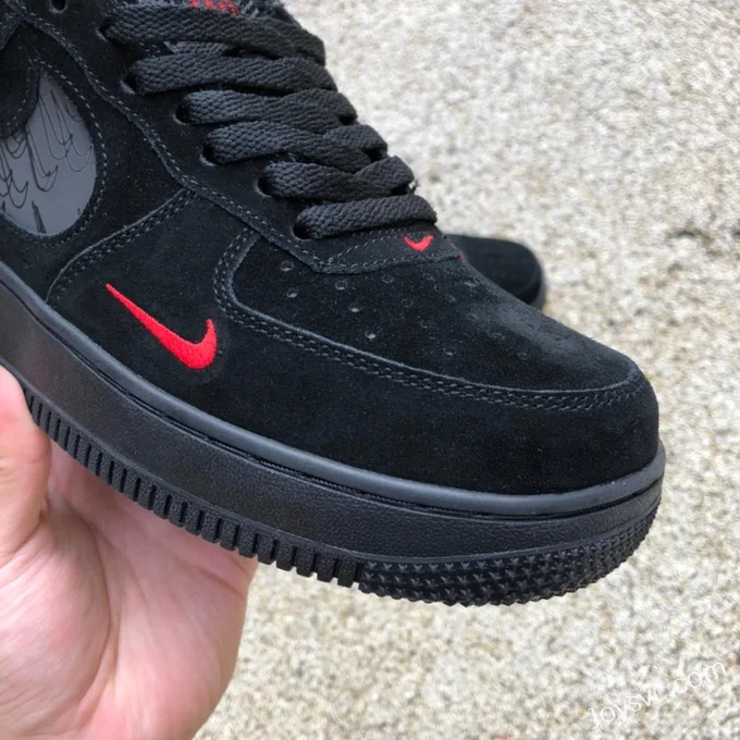 Nike Air Force 1 '07 Low Black Red Casual Sneakers DZ4514-001