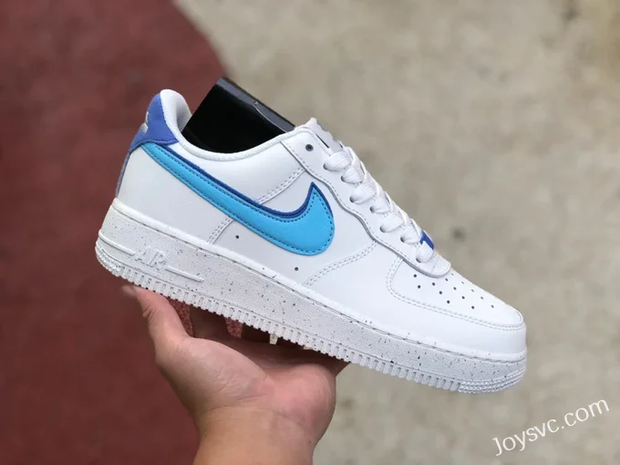 Nike Air Force 1 AF1 White Blue Overlapping Hook Low-Top Sneakers DQ0359-100