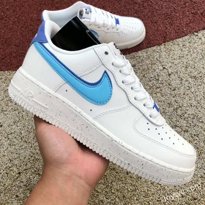 Nike Air Force 1 AF1 White Blue Overlapping Hook Low-Top Sneakers DQ0359-100