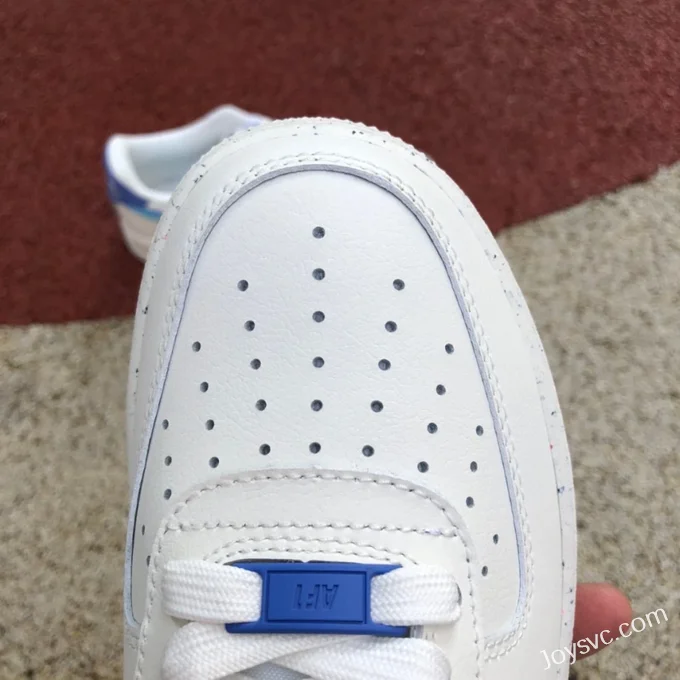 Nike Air Force 1 AF1 White Blue Overlapping Hook Low-Top Sneakers DQ0359-100