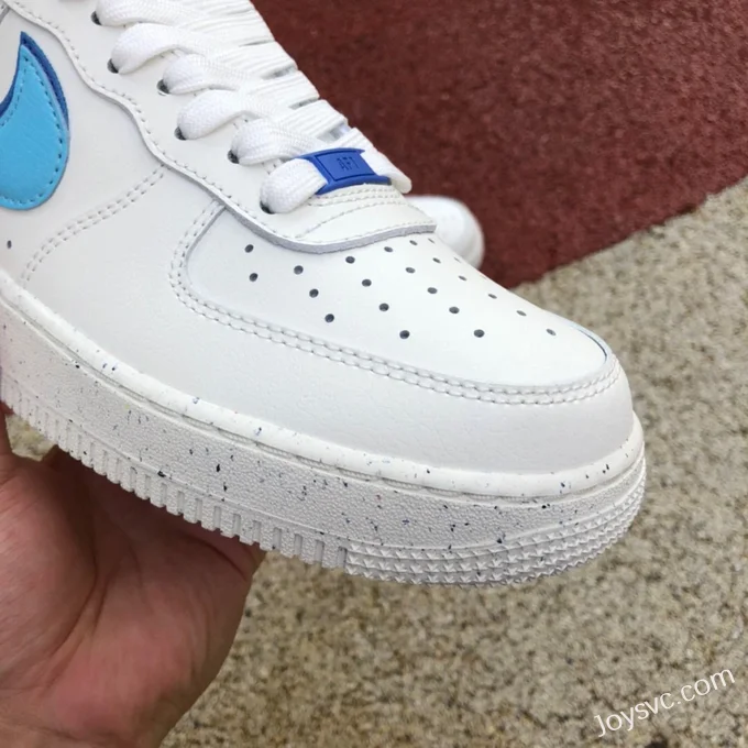 Nike Air Force 1 AF1 White Blue Overlapping Hook Low-Top Sneakers DQ0359-100