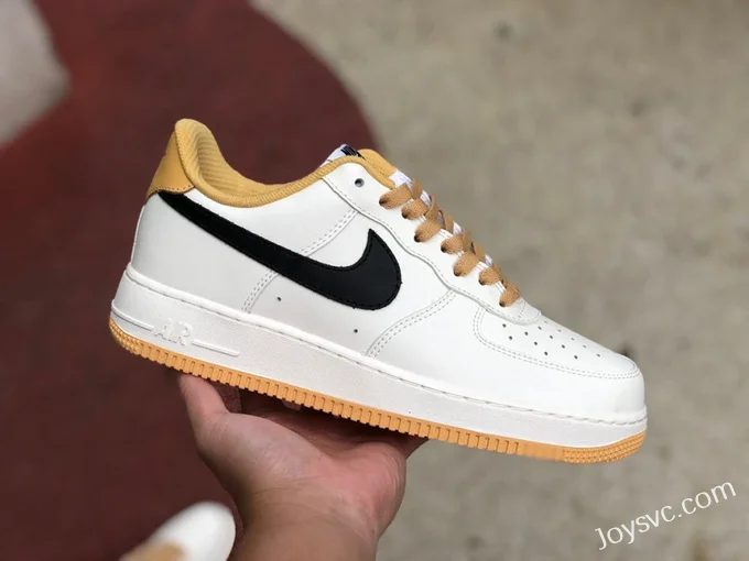 Nike Air Force 1 AF1 White Yellow Black Hook Casual Sneakers FD9063-101