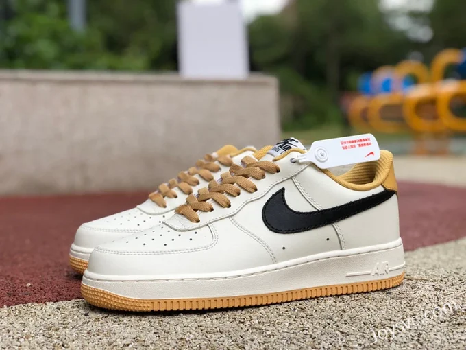 Nike Air Force 1 AF1 White Yellow Black Hook Casual Sneakers FD9063-101