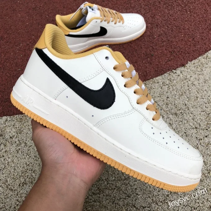 Nike Air Force 1 AF1 White Yellow Black Hook Casual Sneakers FD9063-101