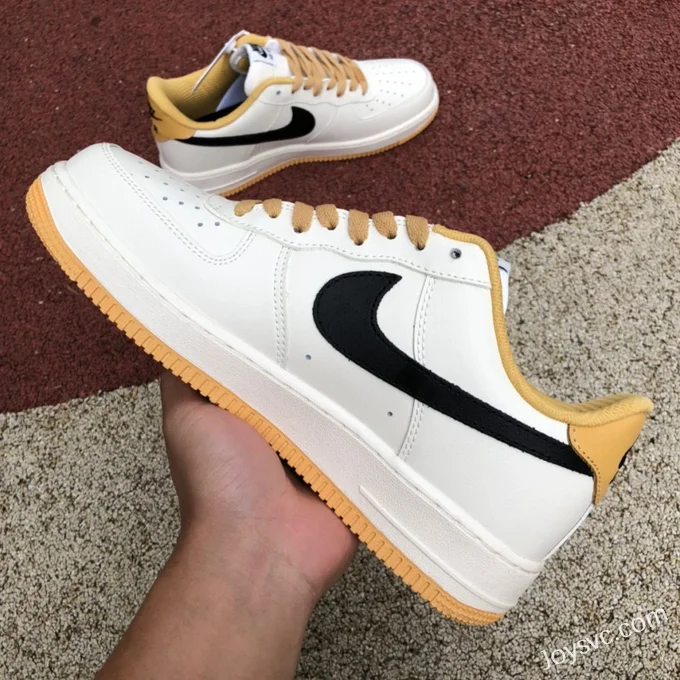 Nike Air Force 1 AF1 White Yellow Black Hook Casual Sneakers FD9063-101