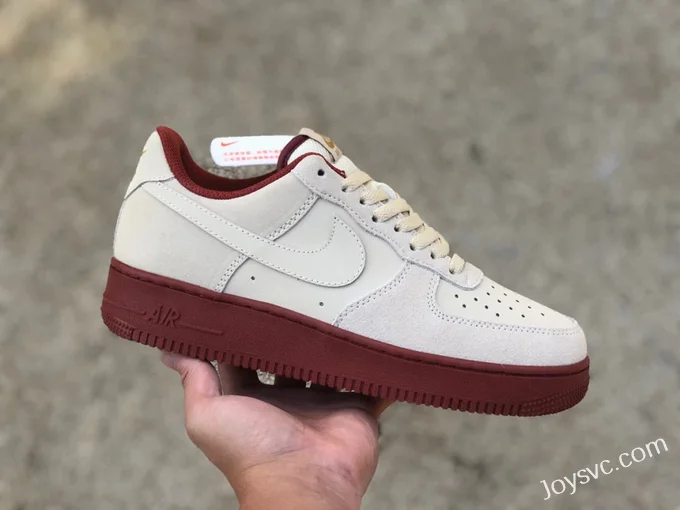 Nike Air Force 1 07 Beige Red Suede Low AA1391-111