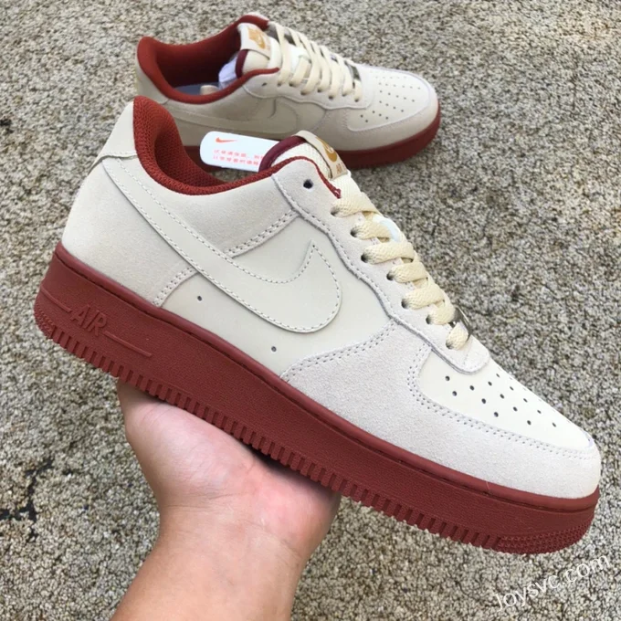 Nike Air Force 1 07 Beige Red Suede Low AA1391-111