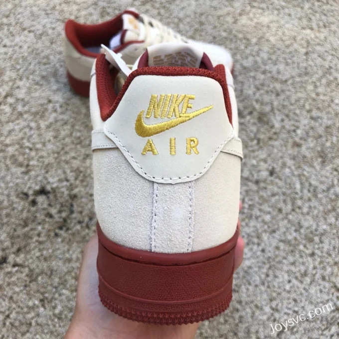 Nike Air Force 1 07 Beige Red Suede Low AA1391-111