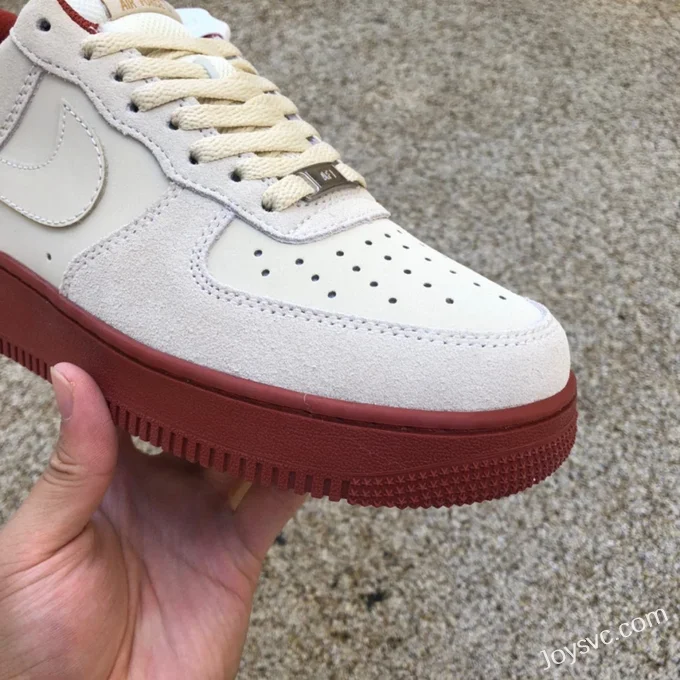 Nike Air Force 1 07 Beige Red Suede Low AA1391-111