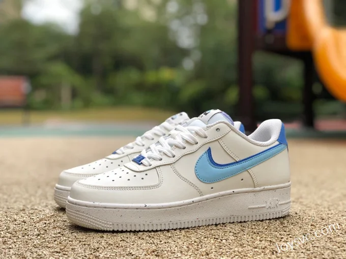 Nike Air Force 1 '07 White Blue Recycled Materials Low-Top Casual Sneakers DO9786-100