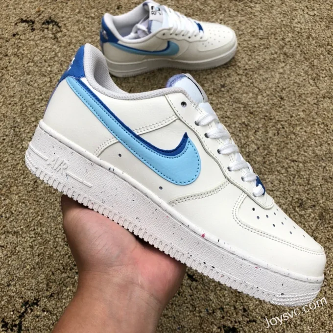 Nike Air Force 1 '07 White Blue Recycled Materials Low-Top Casual Sneakers DO9786-100