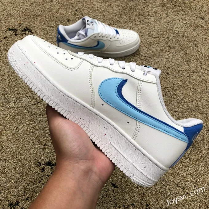 Nike Air Force 1 '07 White Blue Recycled Materials Low-Top Casual Sneakers DO9786-100