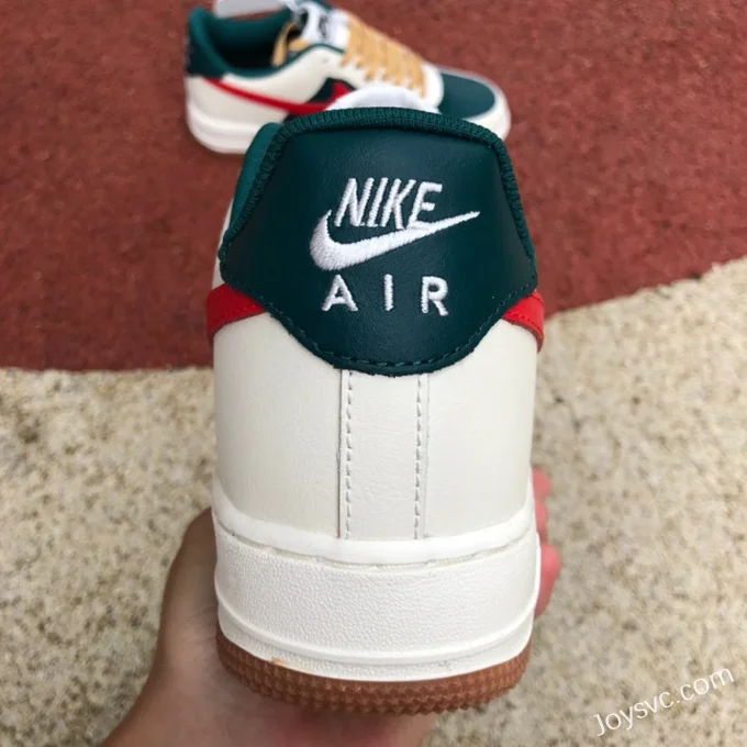 Nike Air Force 1 AF1 White Green Red Rubber Low-Top Sneakers FD9063-163