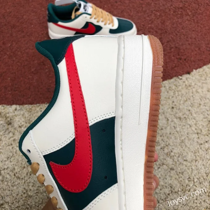 Nike Air Force 1 AF1 White Green Red Rubber Low-Top Sneakers FD9063-163