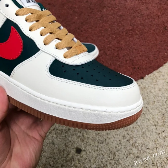 Nike Air Force 1 AF1 White Green Red Rubber Low-Top Sneakers FD9063-163