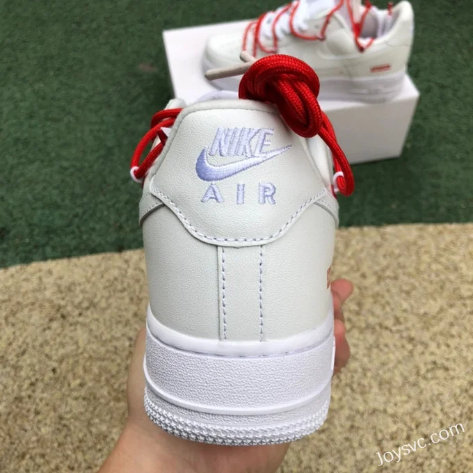 Supreme x Nike Air Force 1 White Red Lace-Up CU9225-100