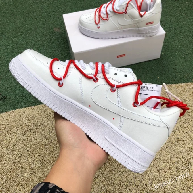 Supreme x Nike Air Force 1 White Red Lace-Up CU9225-100