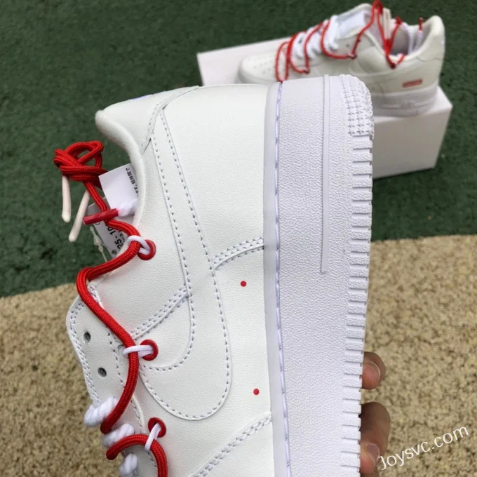 Supreme x Nike Air Force 1 White Red Lace-Up CU9225-100