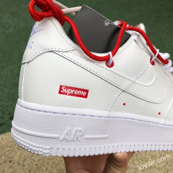 Supreme x Nike Air Force 1 White Red Lace-Up CU9225-100