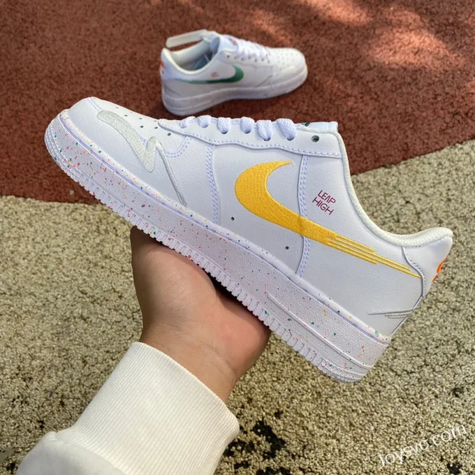 Nike Air Force 1 Low AF1 White Orange Yellow Splatter Low-Top Sneakers FD4622-131