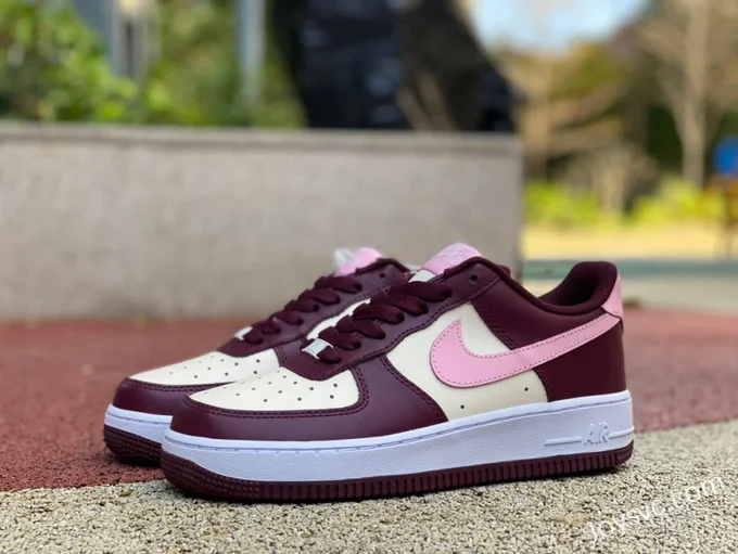 Nike Air Force 1 AF1 White Pink Wine Red Low-Top Sneakers FD9925-161