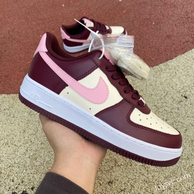 Nike Air Force 1 AF1 White Pink Wine Red Low-Top Sneakers FD9925-161