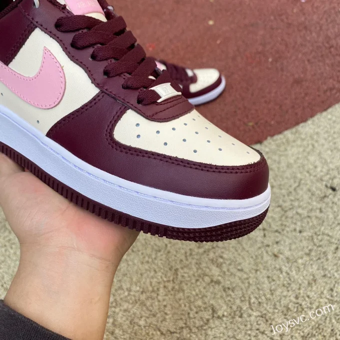 Nike Air Force 1 AF1 White Pink Wine Red Low-Top Sneakers FD9925-161