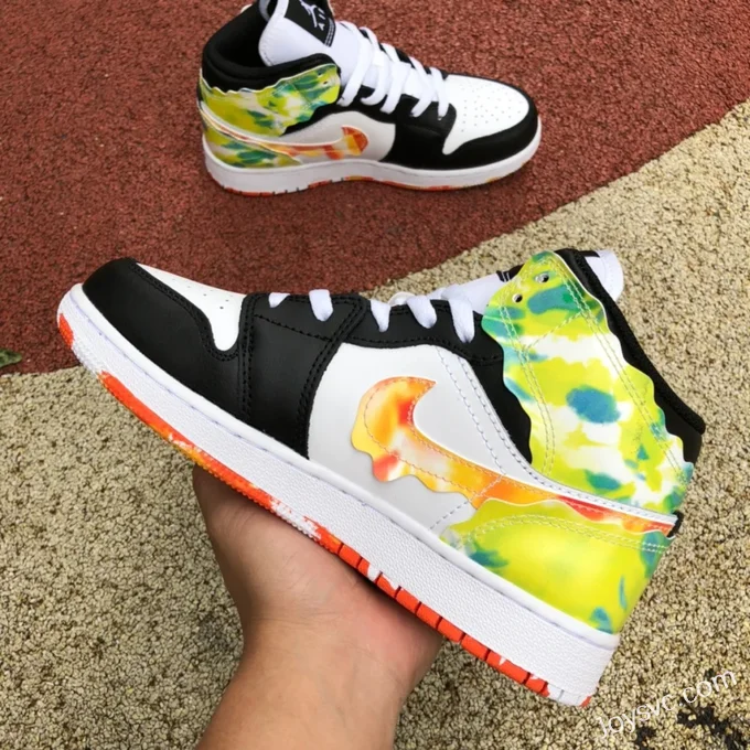 Air Jordan 1 Mid DJ6563-038 Paint Splatter Slime Basketball Shoes