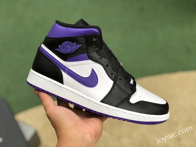 Air Jordan 1 Mid Black White Purple 554724-095