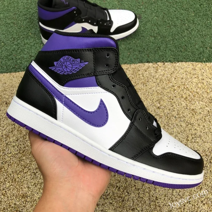 Air Jordan 1 Mid Black White Purple 554724-095