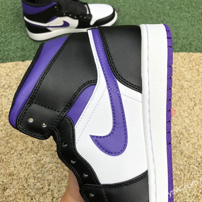 Air Jordan 1 Mid Black White Purple 554724-095