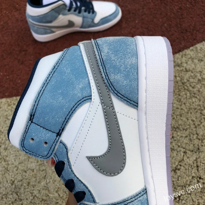 Air Jordan 1 Mid DN3706-401 Washed Blue Retro Basketball Shoes