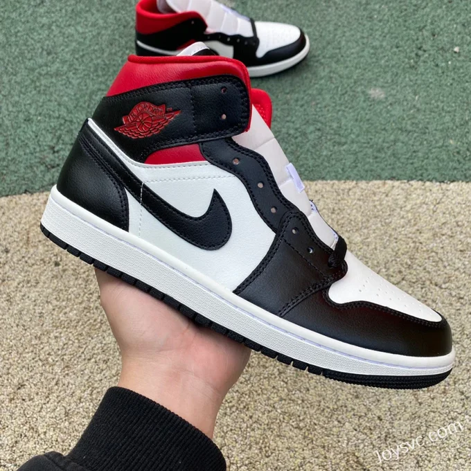 Air Jordan 1 Mid Black White Red BQ6472-061