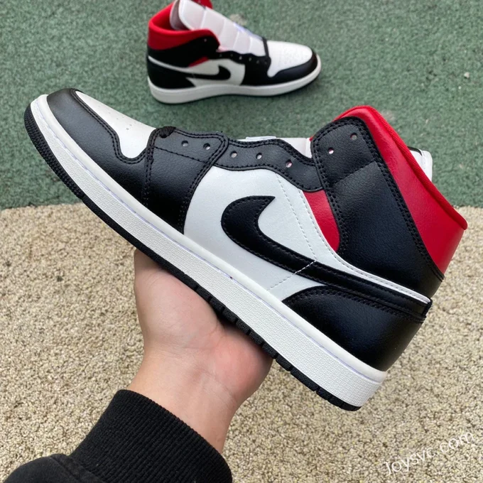 Air Jordan 1 Mid Black White Red BQ6472-061