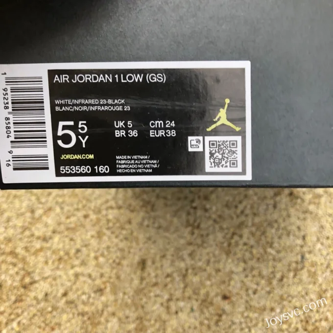 Air Jordan 1 Low 553560-160 Black White Red Retro