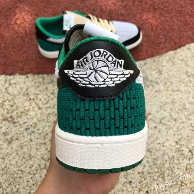 Travis Scott x Air Jordan 1 Low DM7866-316 White Green Flyknit Reverse Swoosh