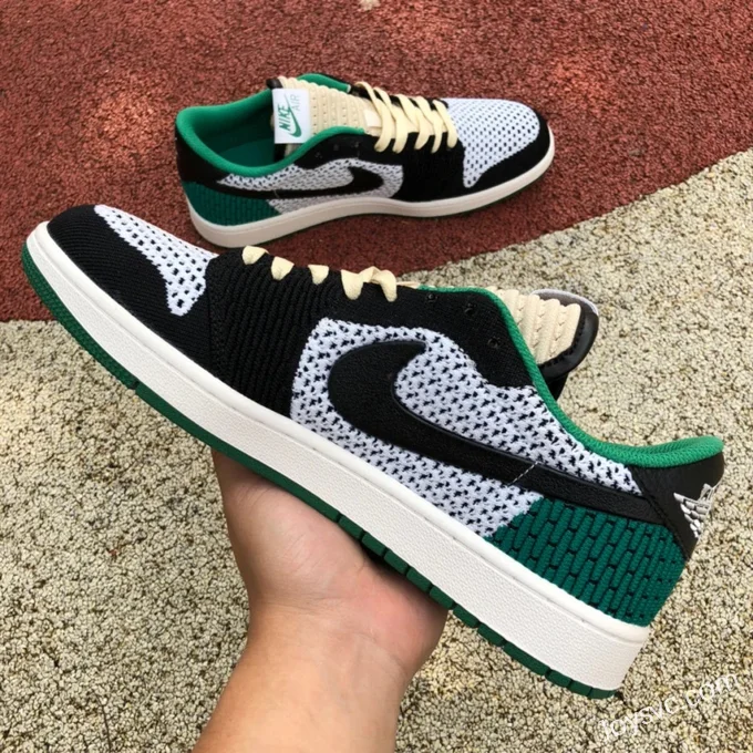 Travis Scott x Air Jordan 1 Low DM7866-316 White Green Flyknit Reverse Swoosh