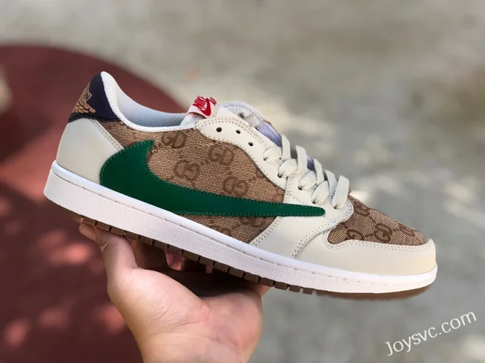 Travis Scott x Air Jordan 1 Low DM7866-162 White Brown Gucci Collaboration