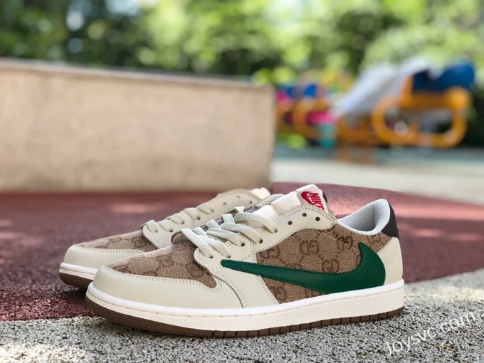 Travis Scott x Air Jordan 1 Low DM7866-162 White Brown Gucci Collaboration