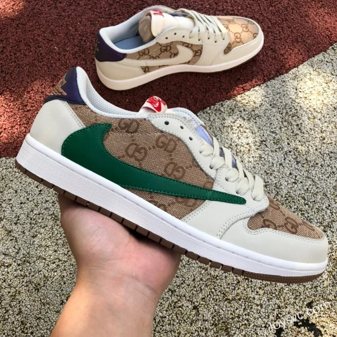 Travis Scott x Air Jordan 1 Low DM7866-162 White Brown Gucci Collaboration