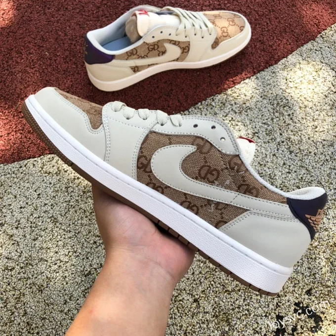 Travis Scott x Air Jordan 1 Low DM7866-162 White Brown Gucci Collaboration