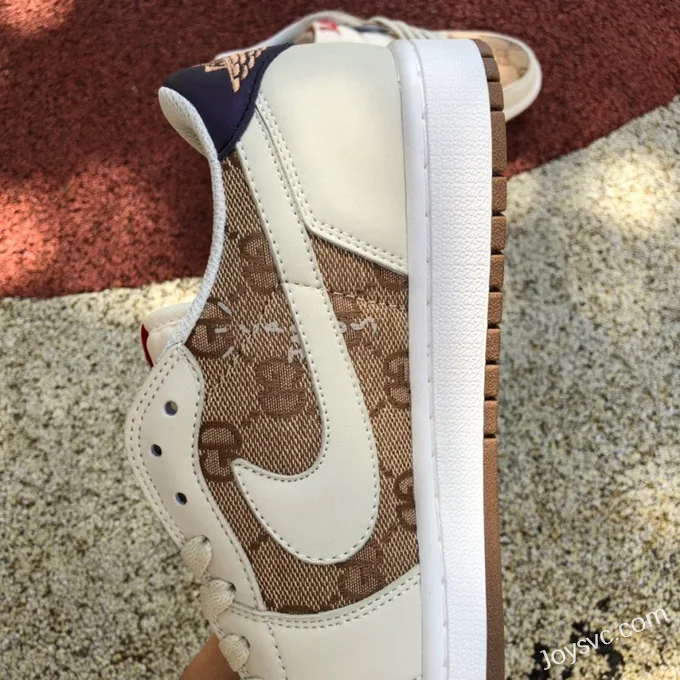 Travis Scott x Air Jordan 1 Low DM7866-162 White Brown Gucci Collaboration