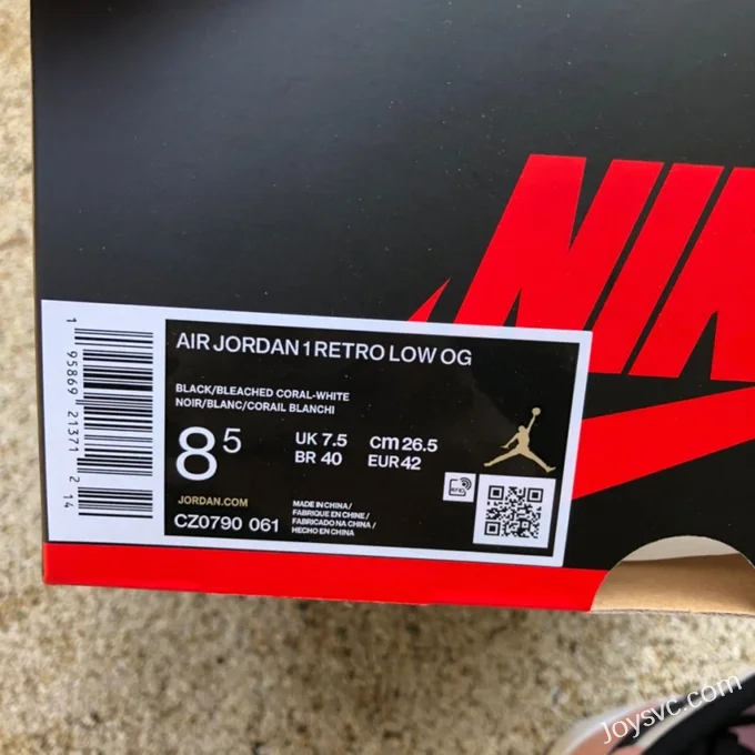 Air Jordan 1 Low CZ0790-061 Black Pink Retro