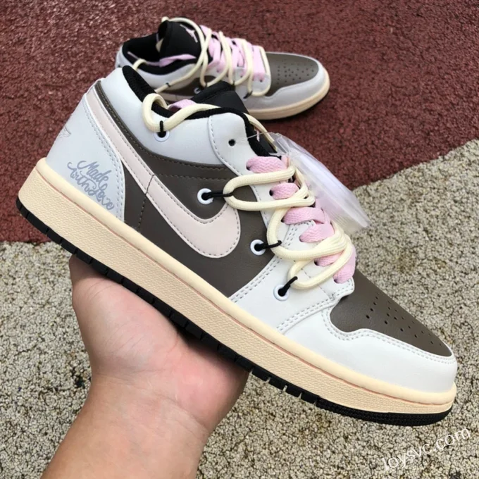 Air Jordan 1 Low 553558-062 White Mocha Pink Retro