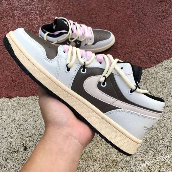 Air Jordan 1 Low 553558-062 White Mocha Pink Retro