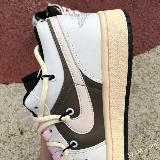 Air Jordan 1 Low 553558-062 White Mocha Pink Retro